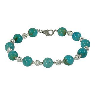 ONLINE ONLY   Sterling Silver Turquoise & Sparkle Bead Bracelet, Womens