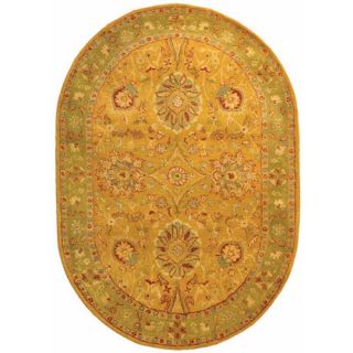 Safavieh Antiquities Dark Gold/Green Rug AT20A Rug Size Oval 46 x 66