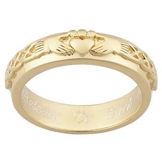 Gold Over Sterling Silver Personalized Engraved Claddagh Wedding Band   7