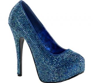 Womens Bordello Teeze 06R   Blue Satin/Iridescent Rhinestones High Heels