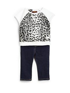 7 For All Mankind Infants Two Piece Leopard Print Top & Jeans Set   Leopard Ind