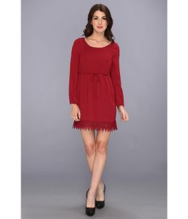 Christin Michaels Melani Crochet Trim Dress Womens Dress (Burgundy)
