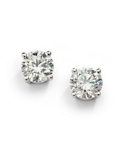 1 TCW Brilliant Diamond & 18K White Gold Stud Earrings   Diamo
