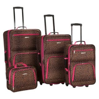 Rockland Safari 4 pc. Rolling Luggage Set   Pink Leopard