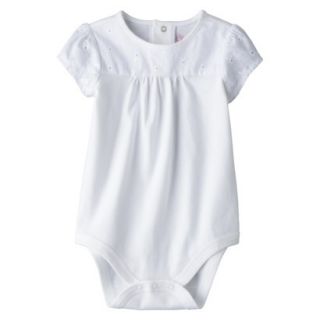 Cherokee Newborn Infant Girls Cap Sleeve Bodysuit   White 3 6 M