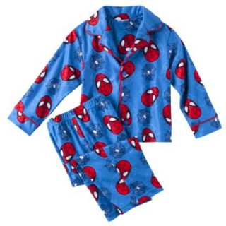 Spider Man Toddler Boys Long Sleeve Button Down Coat Pajama Set   Blue 2T