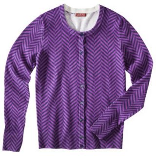 Merona Petites Long Sleeve Crew Neck Cardigan Sweater   Purple SP