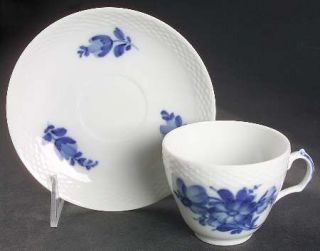 Royal Copenhagen Blue Flowers Braided Flat Cup & Saucer Set, Fine China Dinnerwa