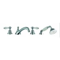 Fima Frattini S5414OR Herend Four Holes Deck Mounted Tub Faucet With Hand Shower