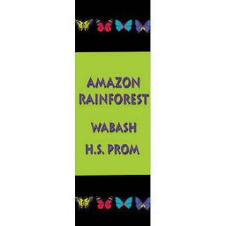 Rainforest Butterflies Vertical Vinyl Banner    202 X 72 Inches, Black, Green, Grey, White