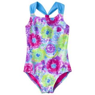 Xhilaration Girls Tie Dye 1 Piece Swimsuit   Multicolor L