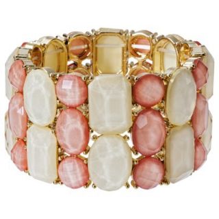 Womens Multi Stone Stretch Bracelet   Pink/Gold