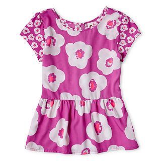 Total Girl Ruffled Print Top   Girls 7 16 and Plus, Eltrc Orchid Poppy, Girls