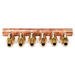 Uponor Wirsbo F2811220 Copper Valved Manifold with R20 Threaded Ball Valves Radiant Heating amp; Cooling, 2 x 4 (12 Outlets)