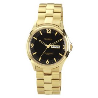 Armitron Mens Gold Ip Plated Dress Watch With Black Dial