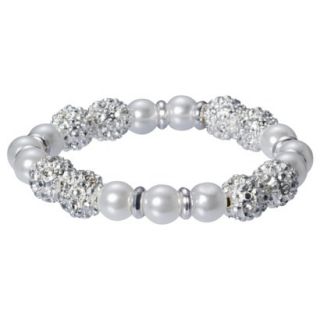 Lonna & Lilly Pearl and Fireballs Stretch Bracelet   Silver/White