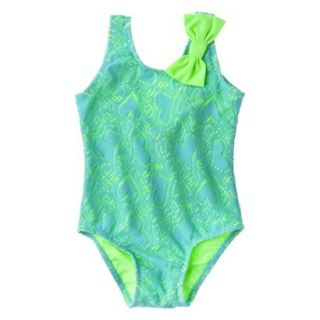 Circo Infant Toddler Girls Heart 1 Piece Swimsuit   Turquoise 2T