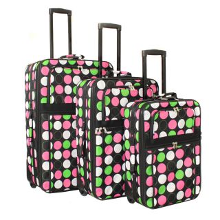 World Traveler Multi Dot Expandable 3 piece Upright Luggage Set