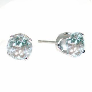 14K White Gold Aquamarine Stud Earrings