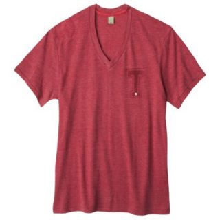 Mens V Neck Red Stripe T Shirt   2XL