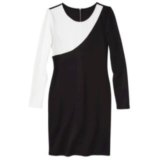 Mossimo Womens Asymmetrical Colorblock Scuba Dress   Black/White S