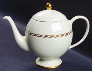 Franciscan Del Monte Teapot & Lid, Fine China Dinnerware   Inner Gold Rope Band