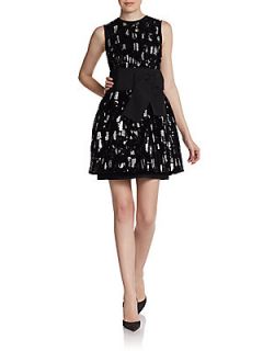 Sleeveless Sequin Bow Cocktail Dress   Black Silver