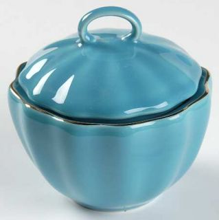 Lenox China Gwinnett Lane Turquoise Sugar Bowl & Lid, Fine China Dinnerware   Ka
