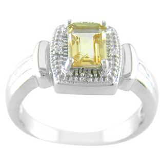 Sterling Silver Square Citrine Ring   Silver/Yellow 8