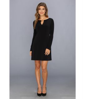 Vince Camuto Long Sleeve Shift Dress w/ Hardware Detail Womens Dress (Black)