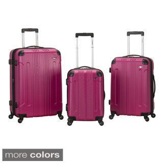 Rockland London Lightweight 3 piece Hardside Spinner Upright Luggage Set (Black, blue, champagne, magenta, pinkMaterial Polycarbonate/ABSWeight 28 inch upright (11.4 pound), 24 inch upright (9.8 pound), 20 inch upright (7.6 pound)Wheeled YesWheel type