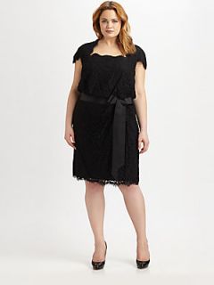 Tadashi Shoji, Sizes 14 24 Lace Blouson Dress   Black
