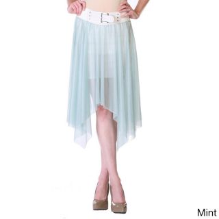 Stanzino Womens Belted Chiffon Asymmetric Hem Skirt