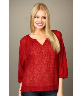 Lucky Brand Traveler Embroidered Top Womens Blouse (Red)