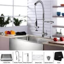 Kraus KHF20033KPF1602KSD30CH 33 inch Farmhouse Single Bowl Stainless Steel Kitchen Sink with Chrome Kitchen Faucet and Soap Dispenser