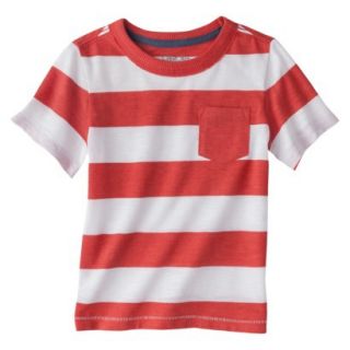 Cherokee Infant Toddler Boys Short Sleeve Rugby Striped Tee   Red 12 M