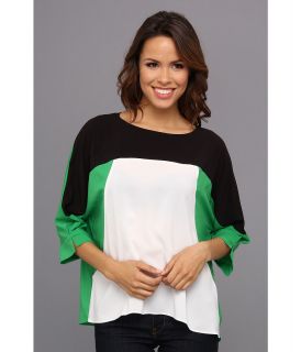 Calvin Klein Three Quarter Sleeve High Low Cable Knit Top Womens Long Sleeve Pullover (Green)