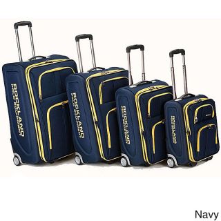 Rockland Polo Equipment Olympian 4 piece Expandable Luggage Set (1200D polyester EVACarrying handleExpandableIn line skate wheelsIncluded pieces 18 inch carry on, 22 inch carry on, 26 inch upright, 30 inch uprightInterior dimensions18 inch upright (carr