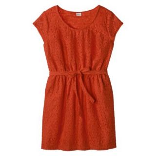 Merona Womens Plus Size Short Sleeve Lace Overlay Dress   Orange 1X