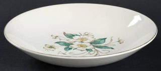 Edwin Knowles Sharon Coupe Soup Bowl, Fine China Dinnerware   White Flowers, Gre