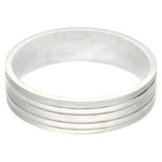 Stainless Steel Polished and Matte Striped Mens Ring   Silver (Size 11)