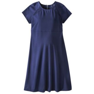 Liz Lange for Target Maternity Short Sleeve Lace Inset Ponte Dress   Blue M