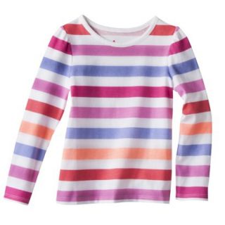 Circo Infant Toddler Girls Long sleeve Stripe Tee   White/Purple 3T