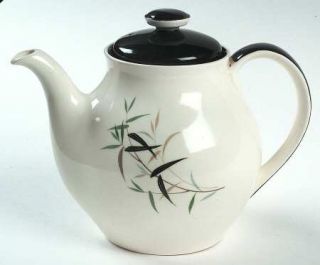 Royal Doulton Bamboo Teapot & Lid, Fine China Dinnerware   Off Center Multicolor
