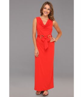 Calvin Klein Cowl Neck Maxi Dress Womens Dress (Red)