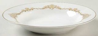 Style House Prelude Rim Soup Bowl, Fine China Dinnerware   Yellow Roses, Brown &