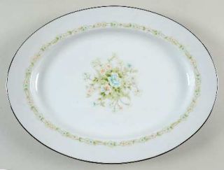 Noritake Poetry 13 Oval Serving Platter, Fine China Dinnerware   Floral Ring, F
