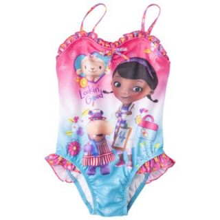 Doc McStuffins Toddler Girls 1 Piece Swimsuit   Pink 4T
