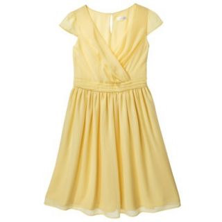 TEVOLIO Womens Plus Size Chiffon Cap Sleeve V Neck Dress   Yellow   24W