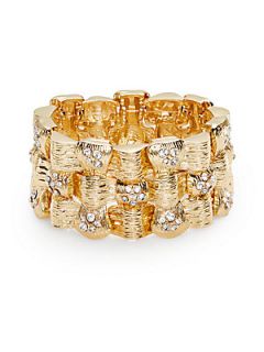 Basket Weave Sparkle Bracelet   Gold